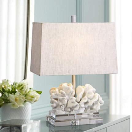TAUPE IVORY FINISH COASTAL CORAL TABLE LAMP