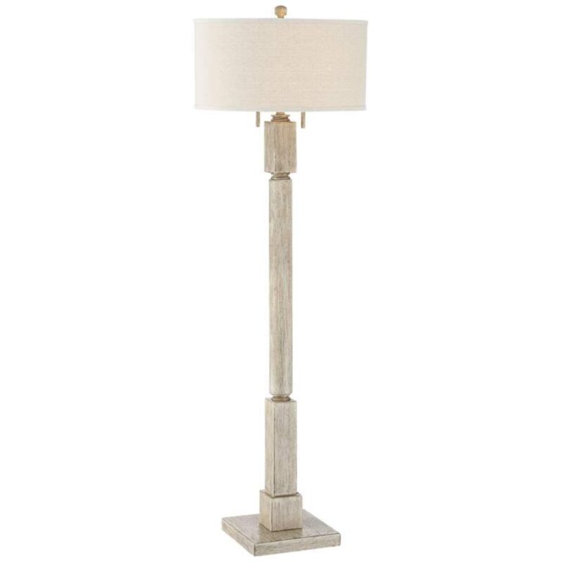 COASTAL RUSTIC PICKLED WOOD FLOOR LAMP