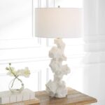 SCULPTURAL WHITE STONE TABLE LAMP