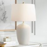 GLOSSY CREAM WHITE PORCELAIN TABLE LAMP