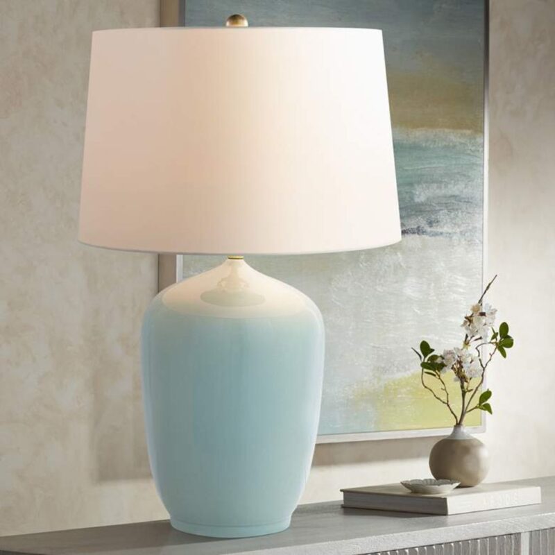 SOFT SKY CELADON BLUE PORCELAIN TABLE LAMP