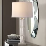 POLISHED NICKEL AND CRYSTAL BAMBOO TABLE LAMP