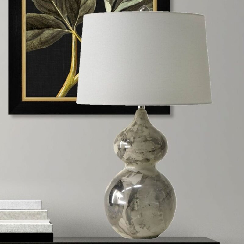 GOURD IN GLOSS GREY TABLE LAMP
