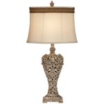 TABLE LAMP WITH FLORENTINE SCROLL TRIM SHADE