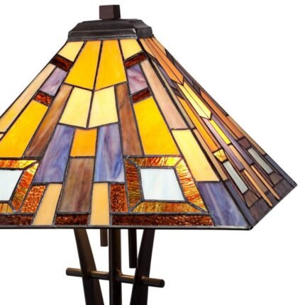 TIFFANY STYLE ART GLASS LAMP WITH DIMMER