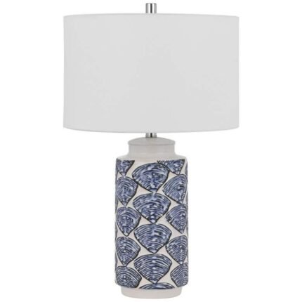 IVORY BLUE SEASHELL CERAMIC TABLE LAMP