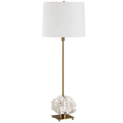 IVORY AND BRASS BUFFET LAMP