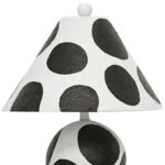 BLACK AND WHITE PAPIER MACHE TABLE LAMP