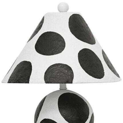 BLACK AND WHITE PAPIER MACHE TABLE LAMP