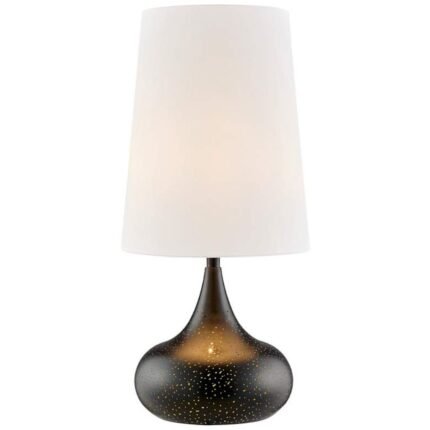 BLACK GLASS TABLE LAMP WITH NIGHT LIGHT