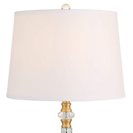 HIGH BRASS AND CRYSTAL TABLE LAMP