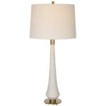 MODERN IVORY STONE BUFFET TABLE LAMP