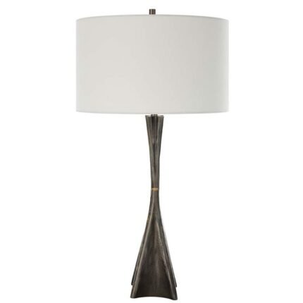 MODERN CAST IRON AND BRASS TABLE LAMP