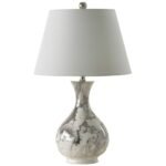 CERAMIC JAR WHITE AND PLATINUM TABLE LAMP