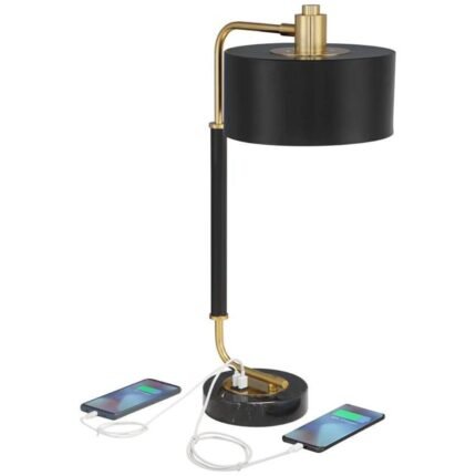 MODERN MARBLE BASE DUAL USB DESK LAMP