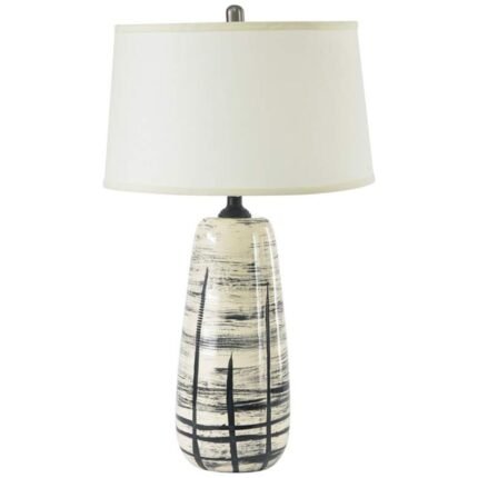 BLACK AND WHITE CERAMIC VASE TABLE LAMP