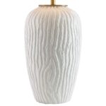 WHITE GLAZE TEXTURED WOOD PORCELAIN TABLE LAMP