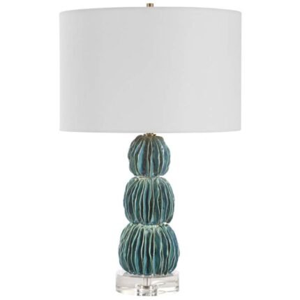 TEAL CERAMIC TABLE LAMP