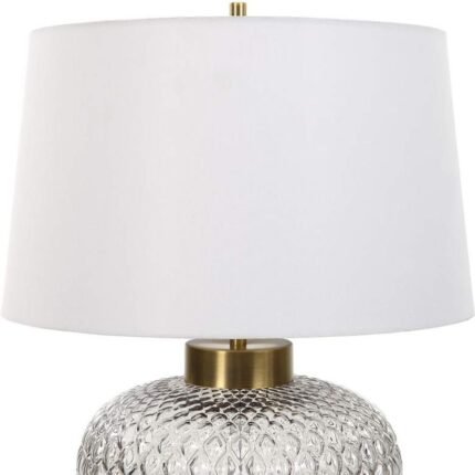 LIGHT SMOKE GRAY GLASS TABLE LAMP