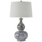 GLOSS BLUE MIST GRAY CERAMIC TABLE LAMP