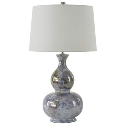 GLOSS BLUE MIST GRAY CERAMIC TABLE LAMP
