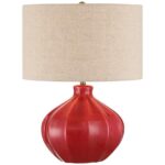 MID CENTURY MODERN RED CERAMIC TABLE LAMP