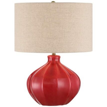 MID CENTURY MODERN RED CERAMIC TABLE LAMP