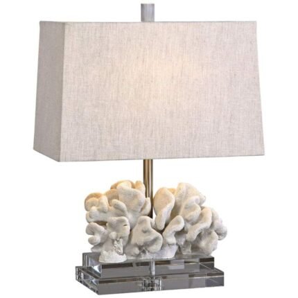 TAUPE IVORY FINISH COASTAL CORAL TABLE LAMP