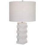 IVORY STACKED STONE ACCENT TABLE LAMP