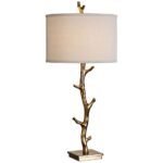 ANTIQUED GOLD TREE BRANCH METAL TABLE LAMP