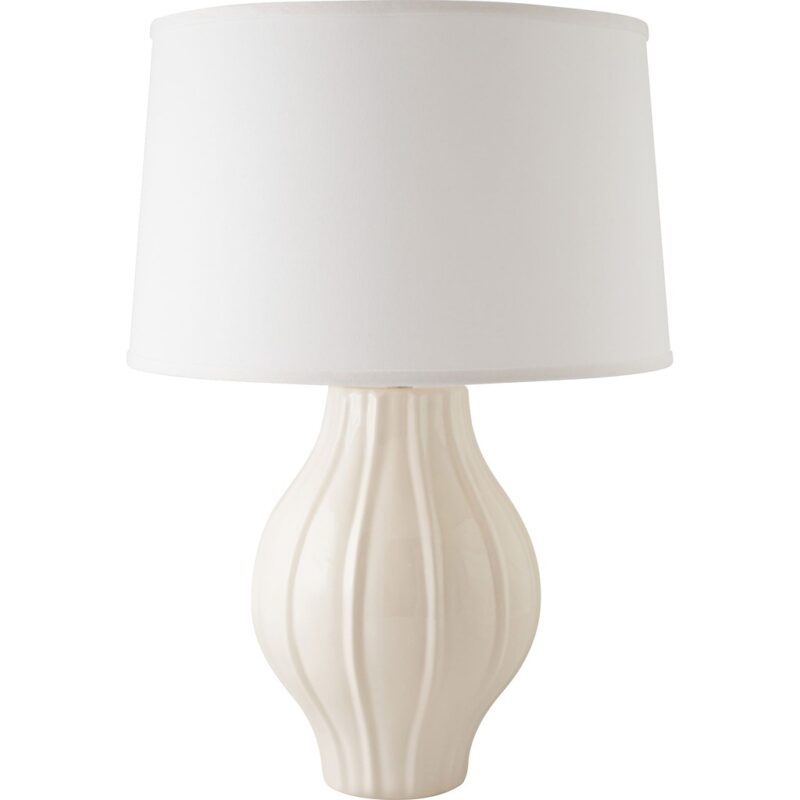 FLUTED GLOSS WHITE CERAMIC TABLE LAMP