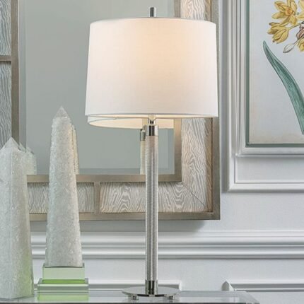 POLISHED NICKEL KNURLED METAL TABLE LAMP