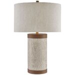 BAPTISTE IVORY LEATHER TABLE LAMP