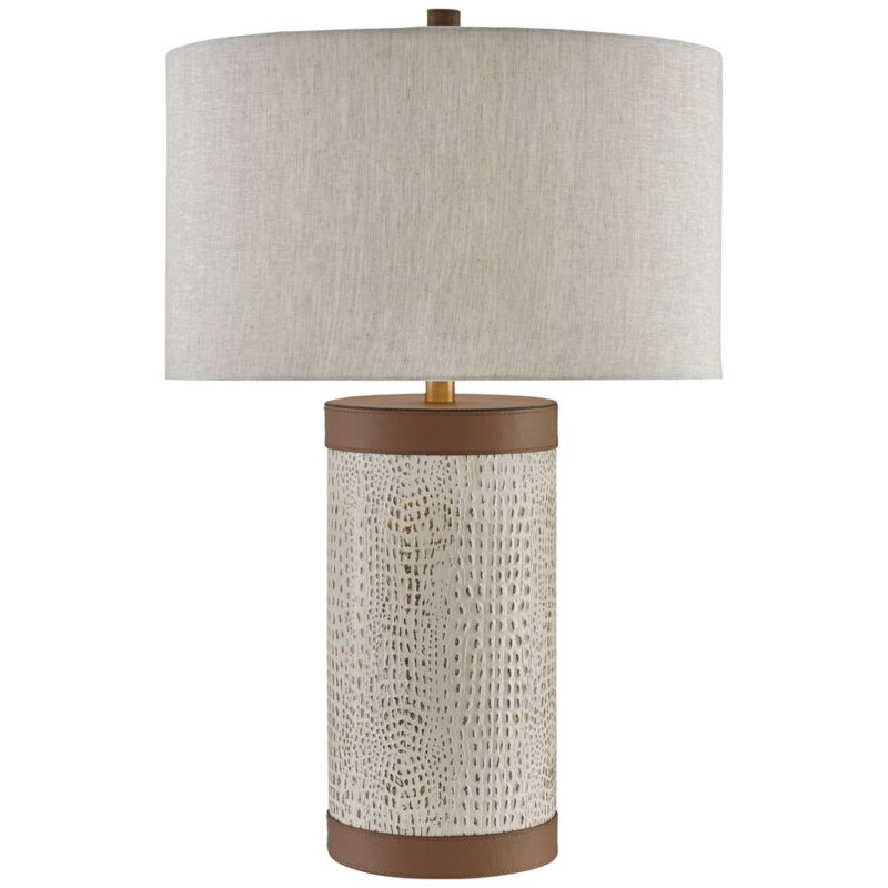BAPTISTE IVORY LEATHER TABLE LAMP