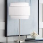 DECKER POLISHED NICKEL METAL BUFFET TABLE LAMP
