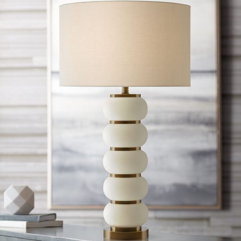 LUKO WHITE MUD BALLS CERAMIC TABLE LAMP