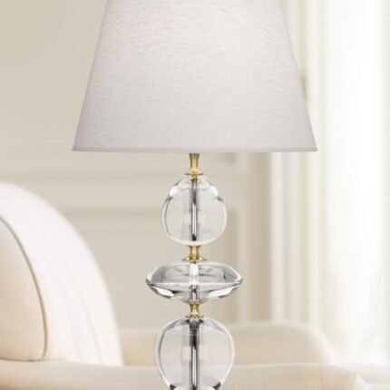 BRASS AND CLEAR CRYSTAL TABLE LAMP