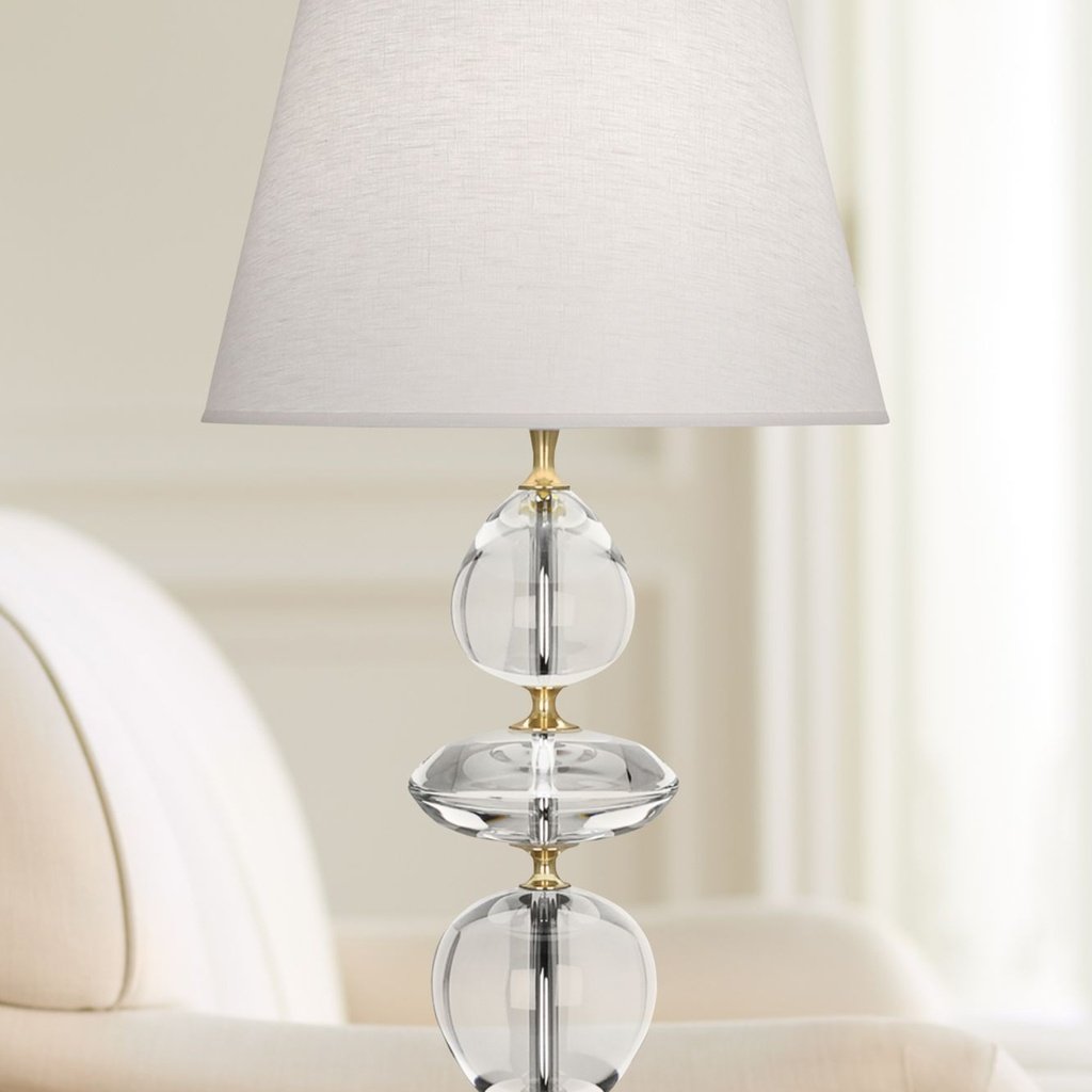250_image2 BRASS AND CLEAR CRYSTAL TABLE LAMP