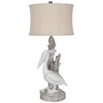 WHITE WASHED SAND STONE COASTAL TABLE LAMP