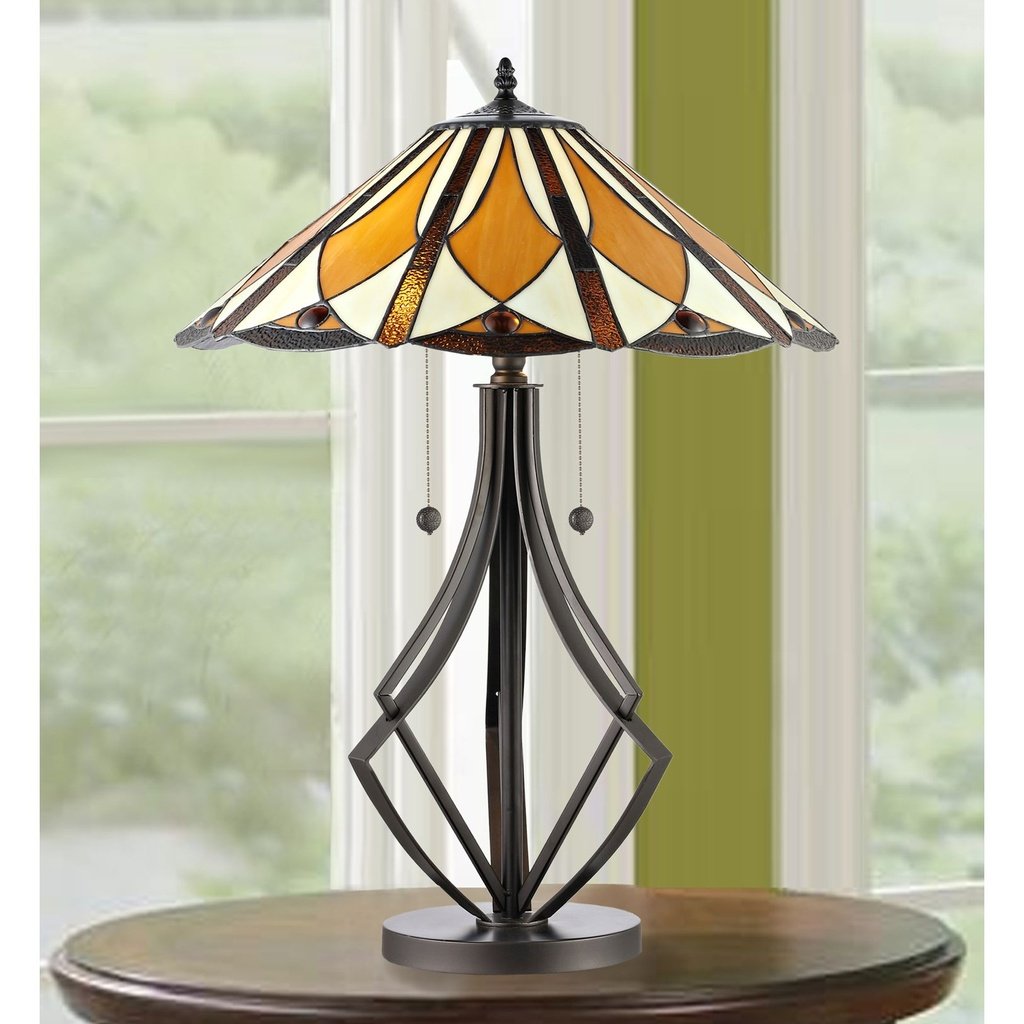 256_image2 DIAMOND FLARE BRONZE ART GLASS TABLE LAMP