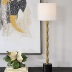 ANTIQUE BRASS METAL BUFFET TABLE LAMP