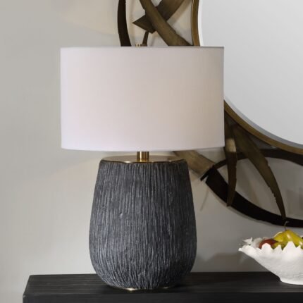 AGED BLACK TABLE LAMP