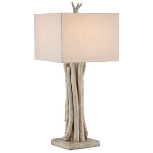 DRIFTWOOD WHITEWASH WOOD TREE TRUNK TABLE LAMP