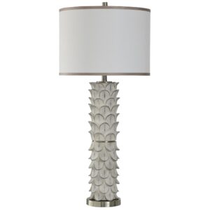 WHITE TRANSITIONAL WHITE SHADE TABLE LAMP