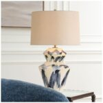 BLUE AND CREAM CERAMIC TABLE LAMP