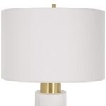 TEXTURED WHITE WASHED WOOD METAL TABLE LAMP