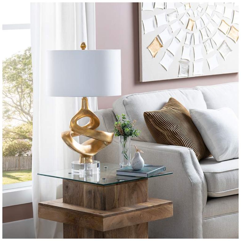 3 MODERN SCULPTURAL GOLD TABLE LAMP