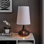 BLACK GLASS TABLE LAMP WITH NIGHT LIGHT