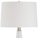 WHITE AND MOTTLED GRAY GLASS TABLE LAMP