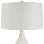 TWISTED SWIRL WHITE CERAMIC TABLE LAMP